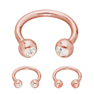 Treuheld  - Piercing Hufeisen - Stahl - Rosegold - Kristalle (6637)