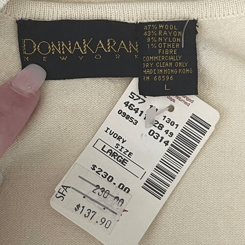 Donna Karan Ivory Scoop Neck Bodysuit Vintage Deadstock Stretch Fabric Size L - Picture 5 of 5
