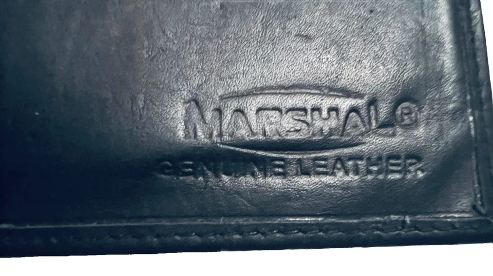 MARSHAL ORGANIZER CHECK BOOK COVER  BIFOLD BLACK LEATHER BILLS CARDS BACK  PCKT - Image 2 of 4