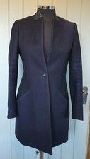 Allsaints Overcoat Size 8 Black Pockets Leather Trims & Accents Vita Lined