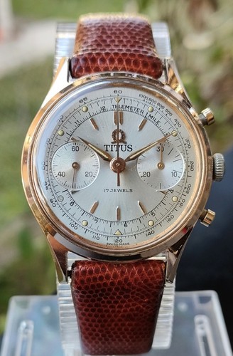 Orologio Cronografo Titus Vintage Anni 60 Cal Valjoux 92 ruota a colonne  manuale | eBay