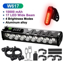 Powerful 17 LED Bike Light Bar 10000mAh Rechargeable Bicycle Headlight&Tail Lamp
