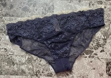 NWT VICTORIA'S SECRET L BLUE LACE IVORY MESH RUFFLE VINTAGE RARE CHEEKY PANTIES