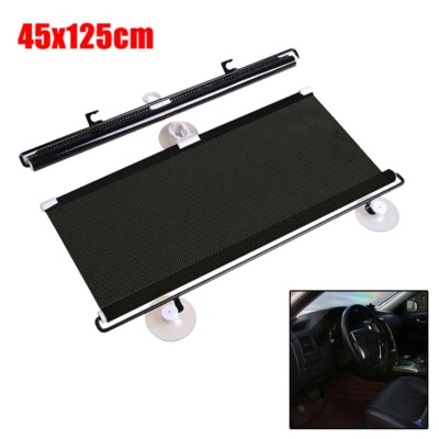 Auto Retractable Car Windshield Sun Shade Curtain Anti UV Block Visor Schwarz