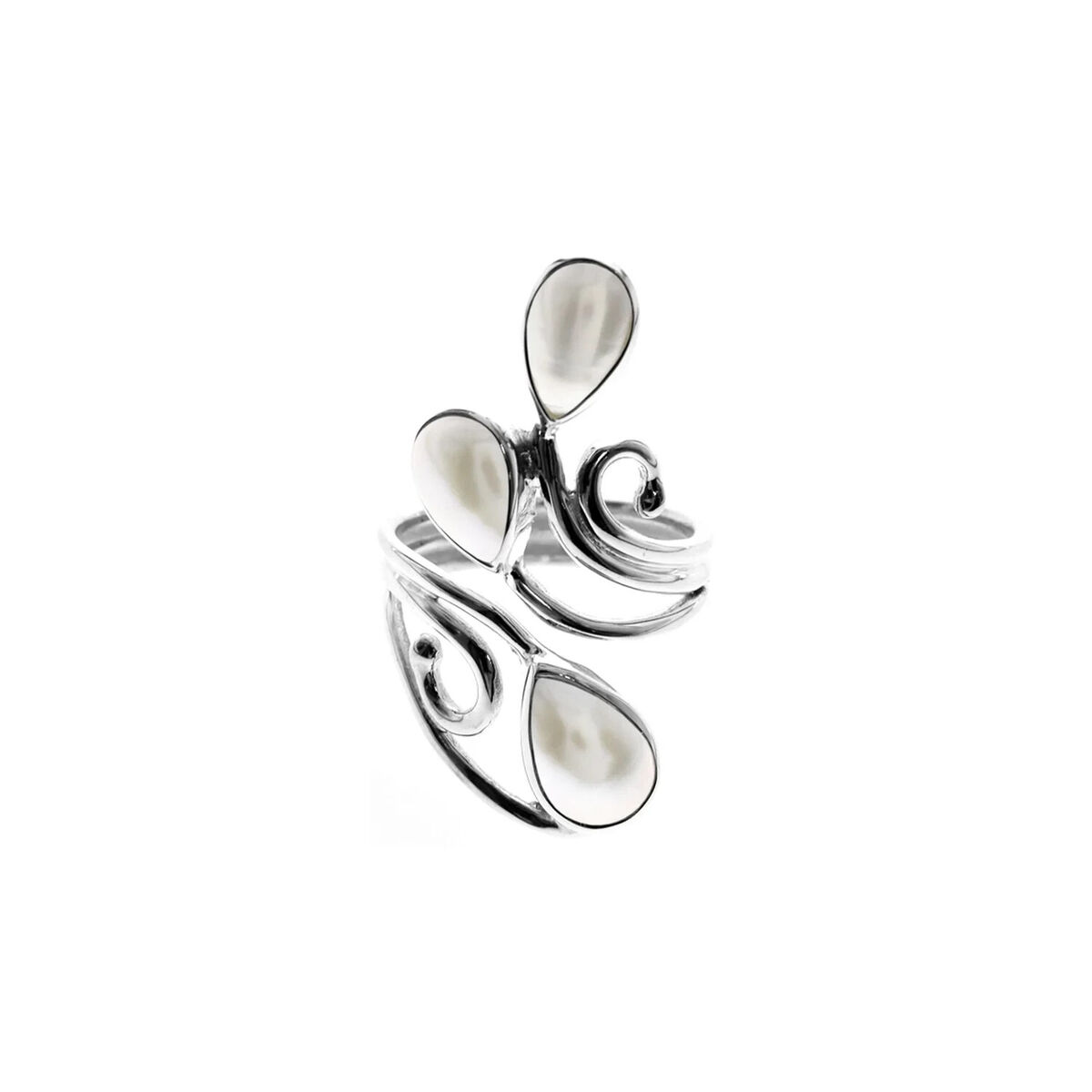 指輪・リング Teardrop Pearl Bold Ring - Silver Teardrop Pearl Wrap Ring Sterling Silver 925 Hallmark