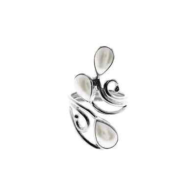 Kali Tropfenperle Wickelring 925 Sterlingsilber, Größe K-T