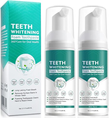 Teeth Whitening Toothpaste 2 Pack Citrus Baking Soda Toothpaste Foam Whitenin...