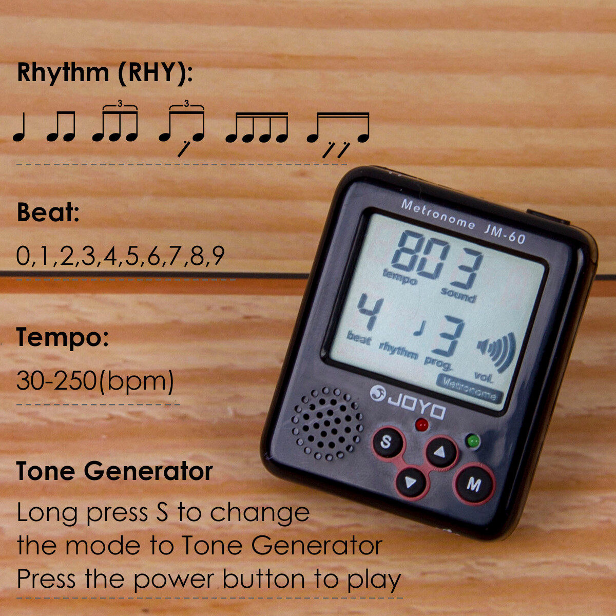 Metronome for Guitar Bass Violin Ukulele Banjo Practice LED Screen