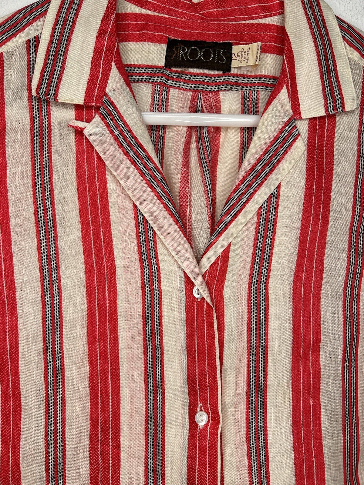 ROOTS Button Down Imported Linen Blouse Womens Si… - image 4