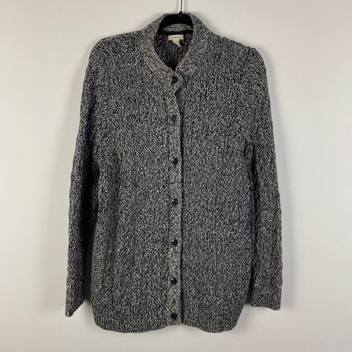 LL Bean Women’s Double L Mixed Cable Sweater Button Front Cardigan L