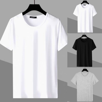 T-Shirts Herren Freizeit Comfort Hemden Kurzarm Slim Fit Einfarbig Stretch