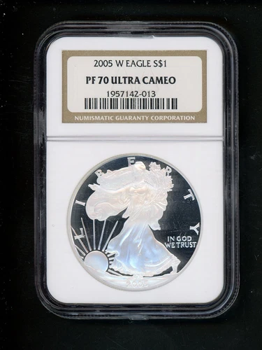 2005 W US American Silver Eagle Dollar $1 NGC PR70 Ultra Cameo Proof GEM Choice