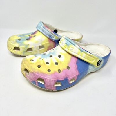 Crocs Pastel Rainbow Tie Dye Slip On Clogs 205453 Women Size