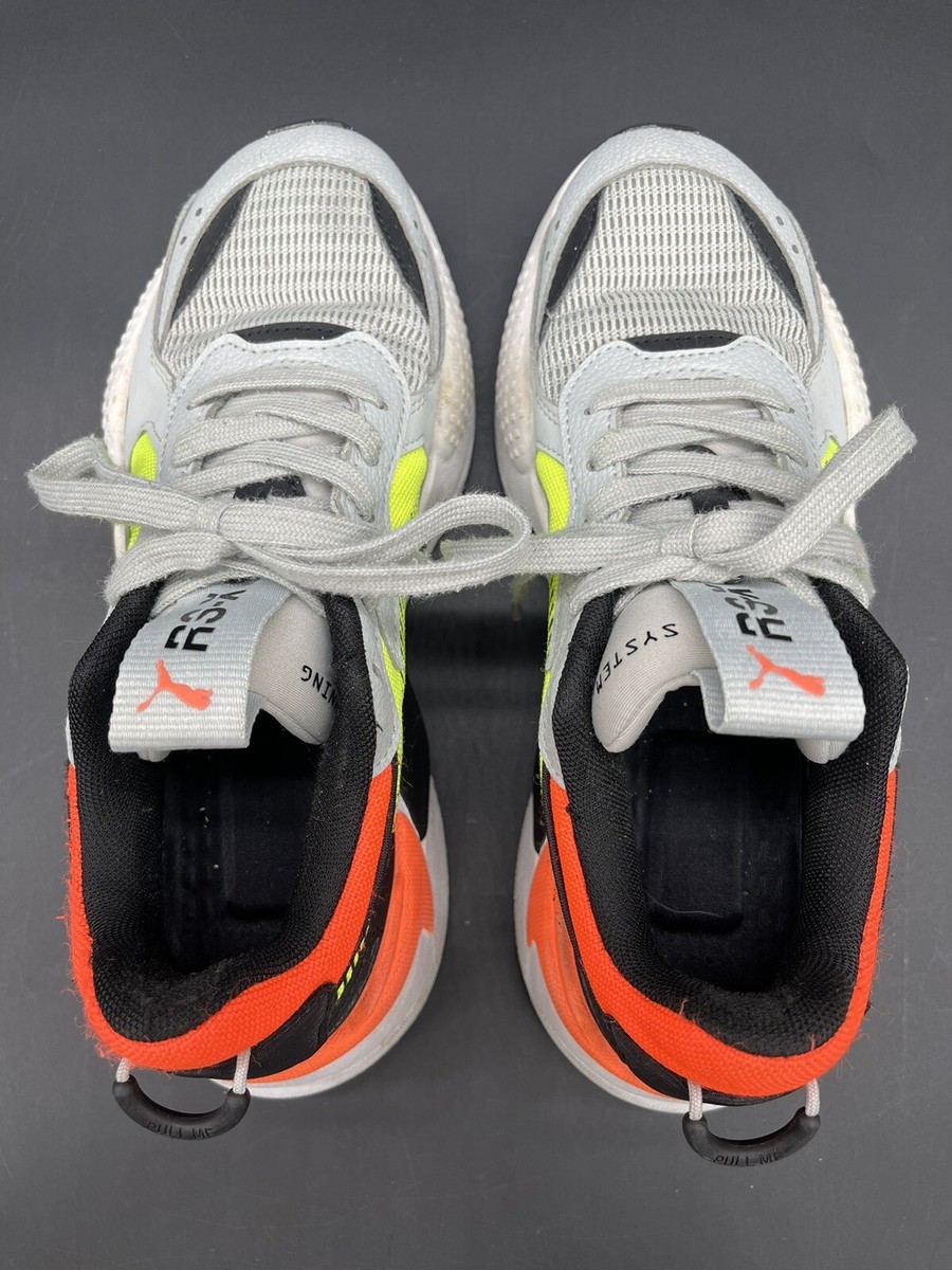 Puma RSX Sneakers Hard Drive Gray, Neon Orange & Yellow Youth Sz