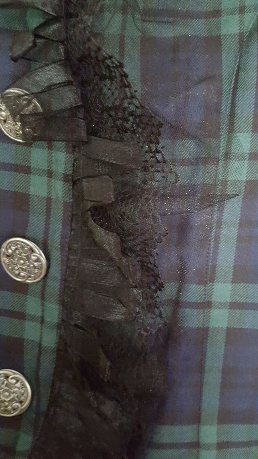 FILA Giacca Tartan Nero Cacciatore Tre File di Bordo in Pizzo TG SA