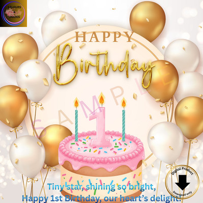 First Birthday New  Digital Birthday Card Printable shareable