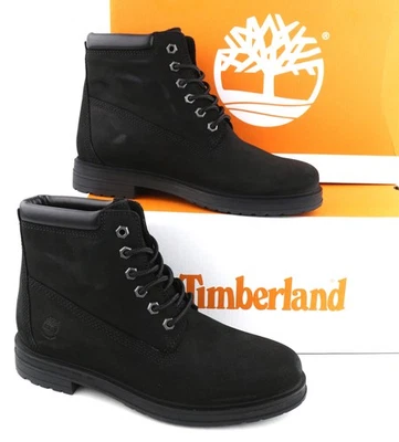 Bottes Femmes TIMBERLAND A2KSV UK8 EU41,5 Cuir Noir À Lacets Hautes Amande Logo - Photo 1/4