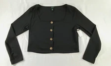 women's Wild Fable crop top size large black pullover long sleeve square neck