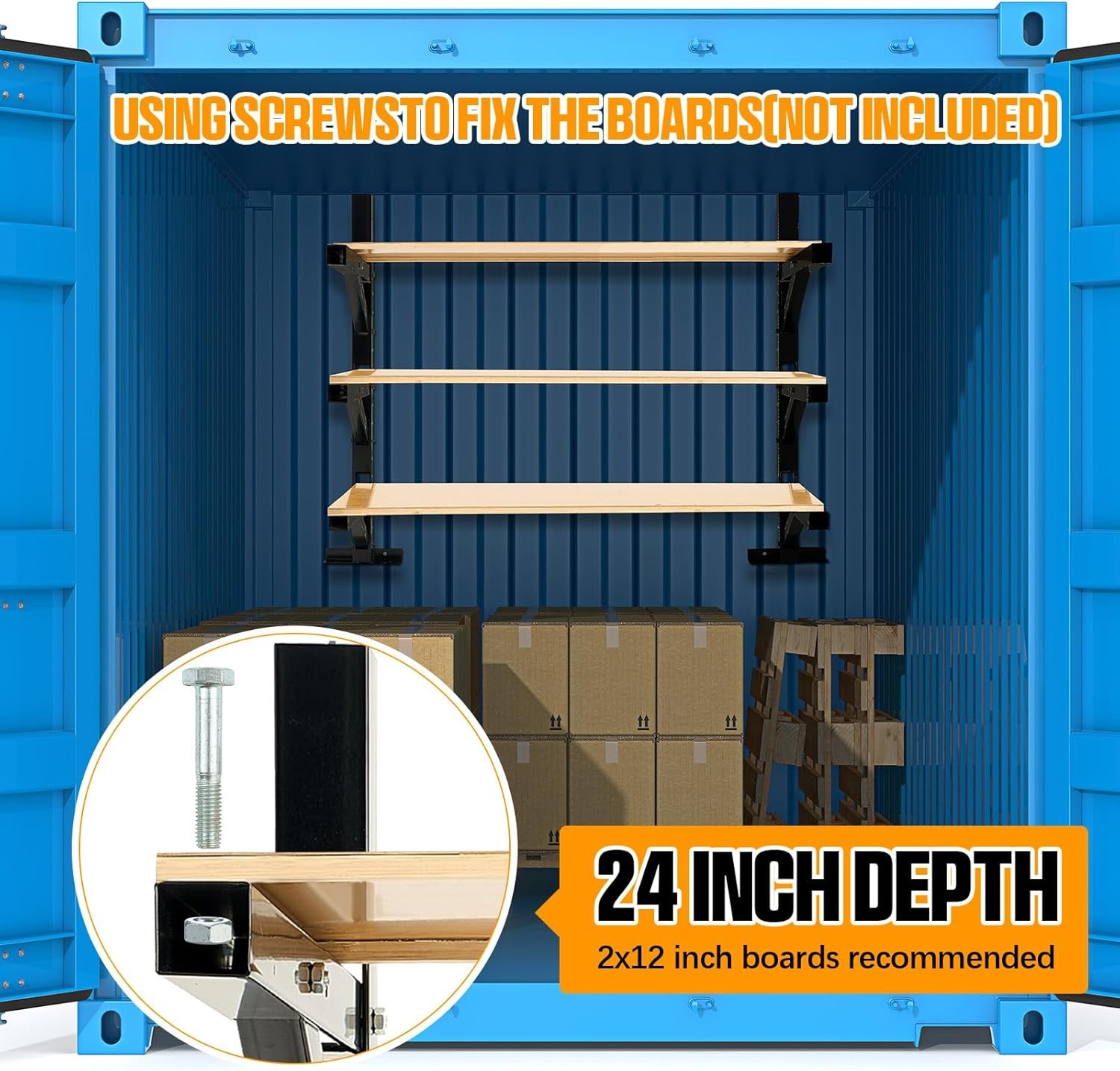 2 Pack Shipping Container Shelving Accessories Adjustable Heavy black, gray 