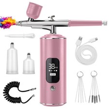 Airbrush Kit with Air Compressor, Cordless Rechargeable with 0.3mm Nozzle and...