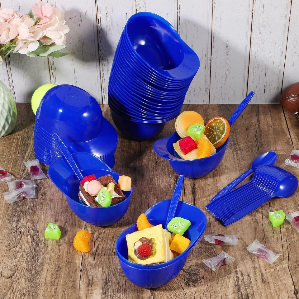 100 Pack Baseball Helmet Ice Cream Bowls 50pc Spoons and 50pc 8oz Mini Desser... - Image 3 of 4