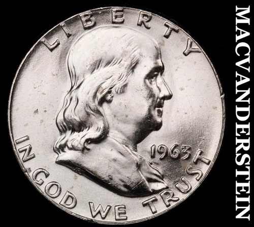 1963 Silver Franklin Half Dollar - Choice Gem Brilliant Unc+++  Lustrous  #i1027