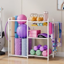 Home Gym Storage Rack - Exercise Equipment Storage Organizer for Yoga Mat Dum...