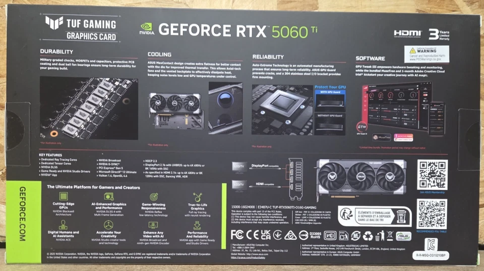 ASUS TUF Gaming NVIDIA GeForce RTX 5060 Ti OC Edition 16GB GDDR7 PCIe 5.0 - Image 2 of 3