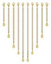 Necklace Extender 10Pcs Chain Extenders for Necklaces Bracelet, 14K Gold Plat...