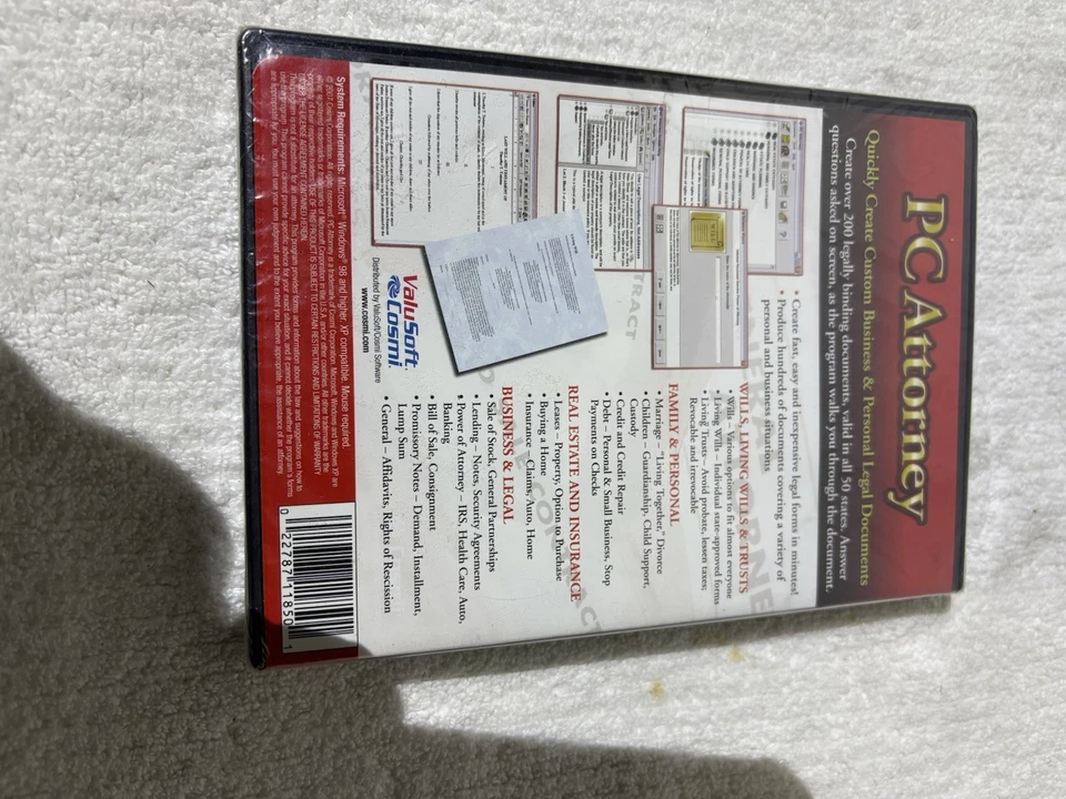 Cosmi PC Attorney : Create Over 200 Custom Legal Documents (CD- ROM, 2008 Sealed - Image 2 of 2