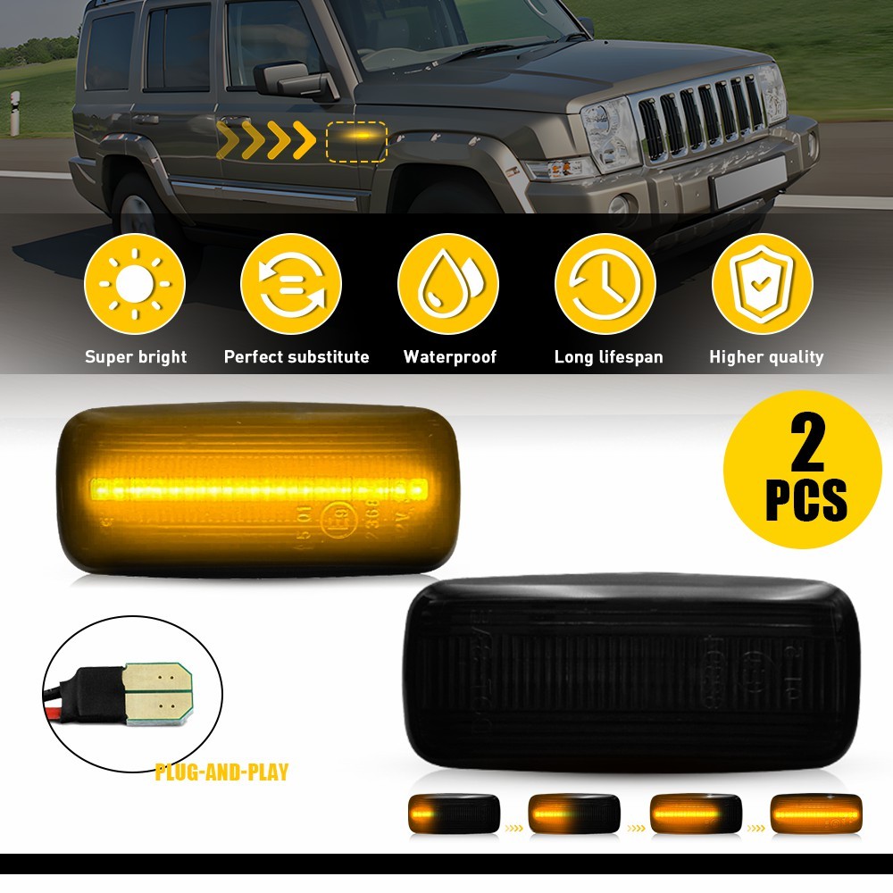 Front LED Bumper Side Marker Lights Pair For Dodge Grand Caravan 2008-2015 LH+RH