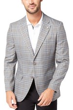Nautica Mens Modern-Fit Plaid Sport Coat 36 Regular Grey - NWT 295