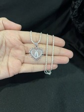 Plata de Ley 925 Corazón Virgen María Guadalupe y Cadena Cuerda 18 20 22 24