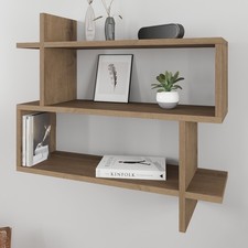 PARALEL Wall Mounted Floating Bookshelf – 2 Tier Modern Display Shelf – 70x66 cm