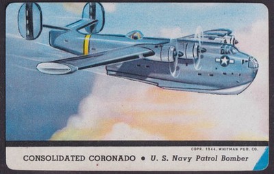 Whitman trading card Consolidated PB2Y-3 Coronado US Navy Patrol Bomber 1944