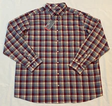 New With Tags-Roundtree & Yorke Travel Smart Men's Classic Fit Shirt-Red-2XLT