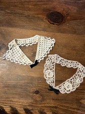 Antique. Pair Of Off White Lace Detached Collars. Hand Sewn. Came from farm sale