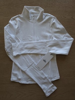 ALO Softsculpt Precision 1/4 Zip Long Sleeve Women's White Top Small NWT $118