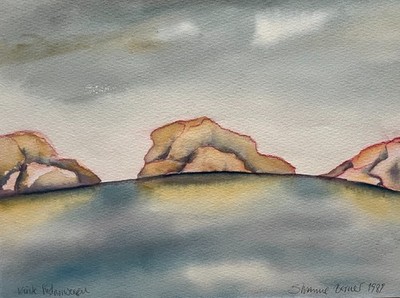 Susanne Berner Signierte Original Aquarell von 1989 - Südnorwegische Landschaft