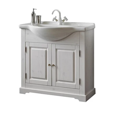 Landhaus Waschtisch Luxus Qualität Waschbecken Becken mit Unterschrank 85x35x81 - Bild 1 von 4