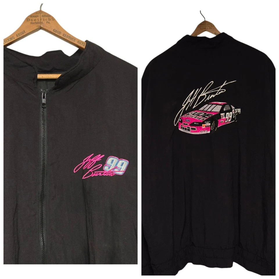Chaqueta de Colección Jeff Burton Para Hombre XXL Hecha en Estados Unidos Bordada Negra y Rosa  Foto 2 de 4