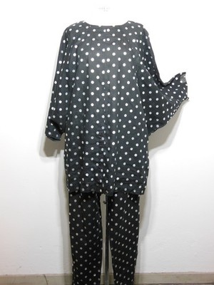 COMMA Damen Sommer 2Tlg Set Bluse/Tunika+ Hose Dots Schwarz Silber Gr 40