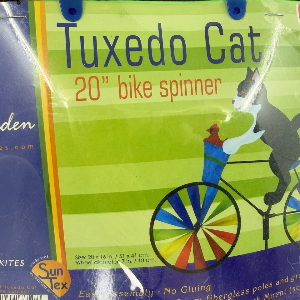 Esmoquin Cat Cardinal Bicicleta Wind Spinner 20" Wind Garden Foto 3 de 4