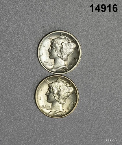 1916 MERCURY DIME CHOICE BU 1916 FSB AU++ NICE COINS! #14916