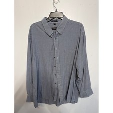 Arrow Mens Navy Blue White Gingham Button Down Shirt Rayon Cotton Blend Size XL