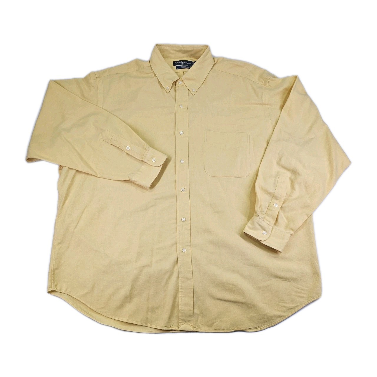 Vintage Polo Ralph Lauren Mens Yellow Blake 20% Wool XXL Chore Button Up Shirt