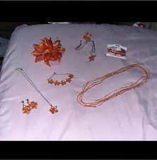 Orange Floral Fashion Jewelry Mixed Lot 7pc N...