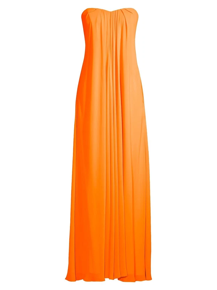 Maxi Vestido Liv Foster Sin Tirantes de Gasa $375 Coral Naranja Talla 4 Baile de graduación HOCO GALA  Foto 4 de 4