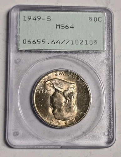 1949-S Franklin Half Dollar PCGS Rattler Old Holder MS64 Key Date