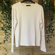 Autograph M&S Cream Ribbed Button Sleeve Jumper Size 12